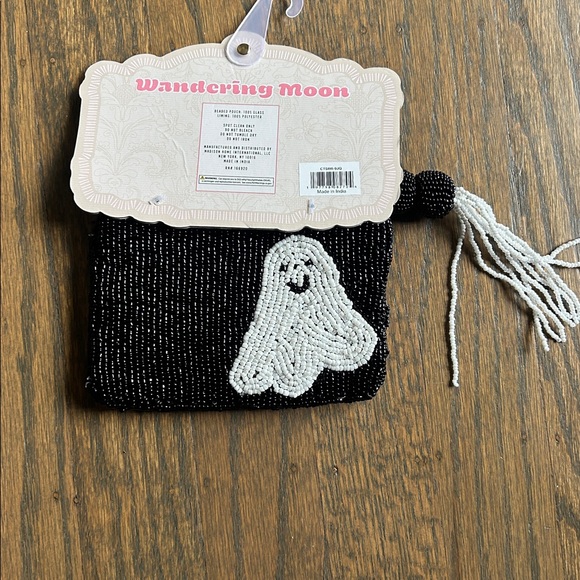 Black and White Beaded Ghost Pouch - Picture 2 of 3